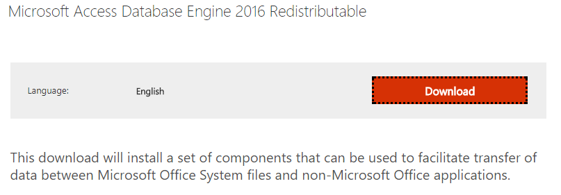 Downloading the Access Database Engine Step 1